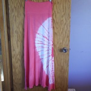 Coral tie dye maxi skirt